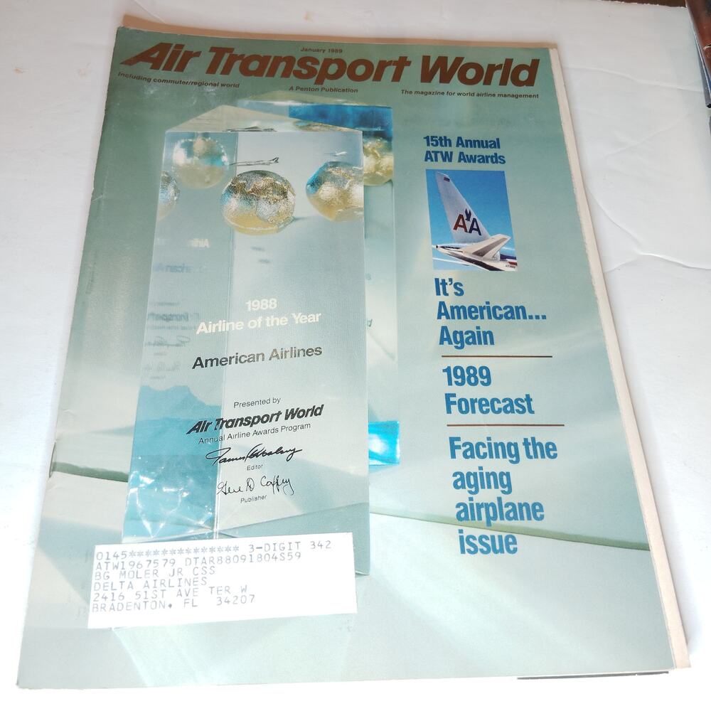 Air Transport World Magazine - January 1989 - American Airlines Award Issue